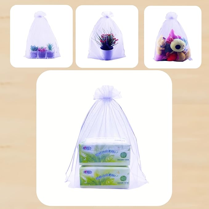 QIANHAILIZZ 50 Pack 12 x 16 Inch Drawstring Jewelry Gift Organza Bags Plant Covers Plants Protection Bag D5B (A-LILAC)