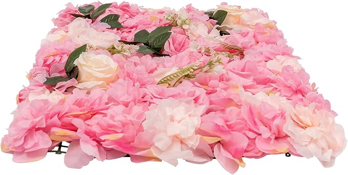 20 PCS Artificial Flower Wall Panel,Each Panel 24" x 16"3D Silk Rose Hydrangea Floral Backdrop,Handmade Eco-Friendly Flower Wall Photo Backdrop Decor (type2)