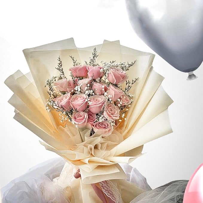 WRAPAHOLIC 20 Sheets Flower Wrapping Paper - 22.4 x 22.4 inch Pure Cream Yellow Color Water-Resistant Floral Bouquet Wrapping Paper, Florist Supplies Packaging for Fall Wedding Birthday Gift DIY