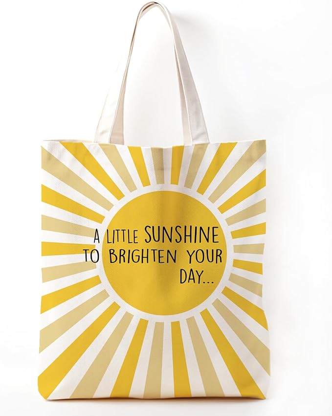 Canvas Aesthetic Tote Bag for Women, A Little Sunshine to Brighten Your Day Boho Sun Sunshine Reusable Grocery Inspirational Gifts Bag for Women