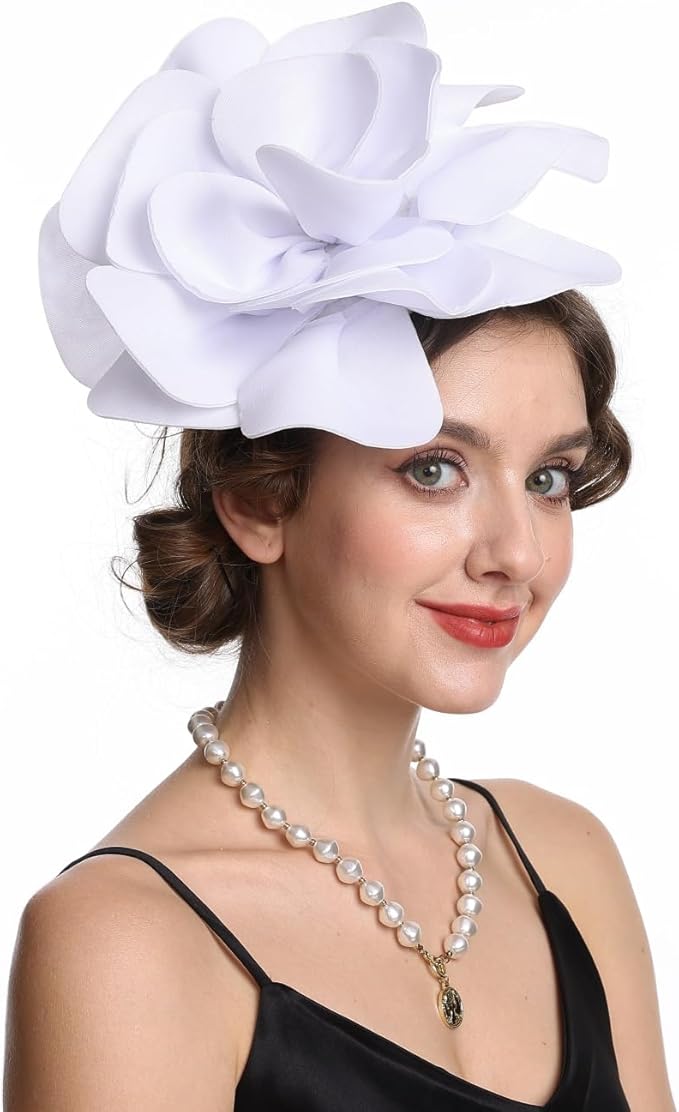 Feather Fascinator for Women - Vintage with Headband and Clip Tea Party Headwear