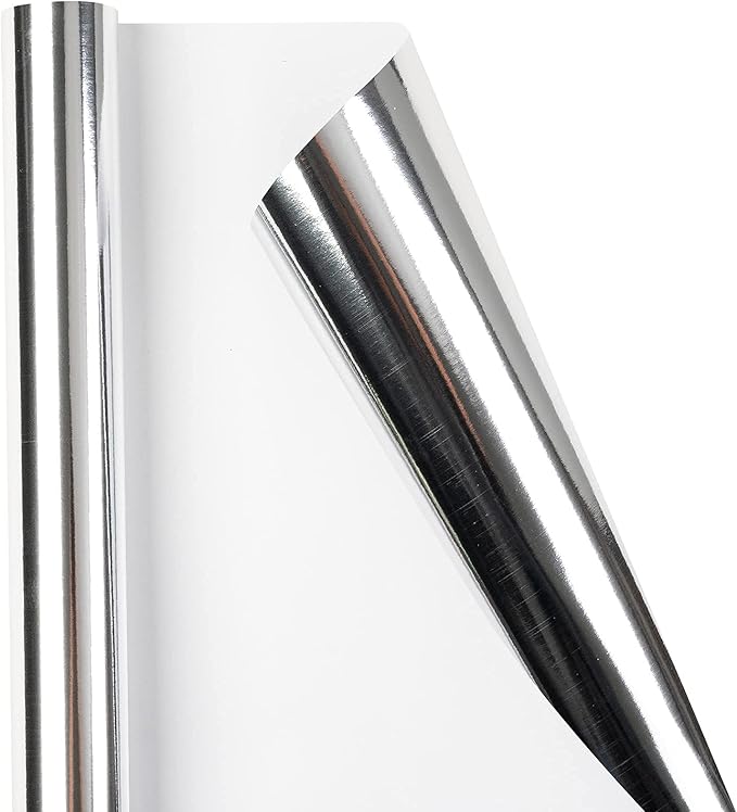 RUSPEPA Silver Metallic Wrapping Paper - Solid Color Paper Perfect for Wedding, Birthday, Christmas, Baby Shower - 17 Inches X 32.8 Feet