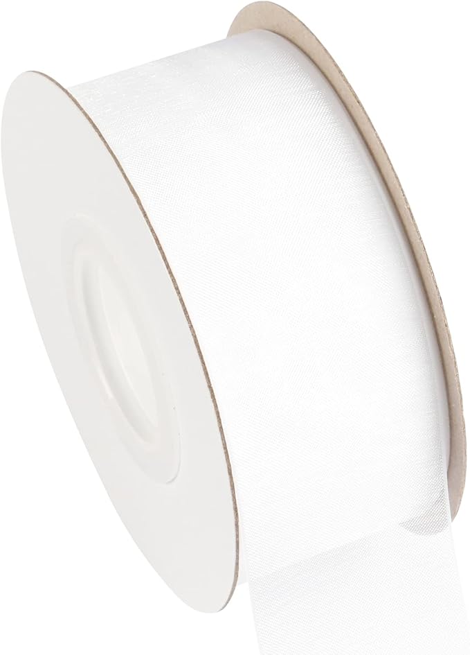 1-1/2 Inch White Shimmer Sheer Organza Ribbon Sheer Chiffon Ribbon 50 Yards-Roll Multiple Colors Available for Gift Wrapping Wedding Events Christmas Décor