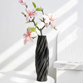 Black Sculptural Ceramic Vase, Modern Irregular Shape Decorative Vase for Home Decor, Minimalist Artistic Tabletop Centerpiece for Living Room Bedroom Office