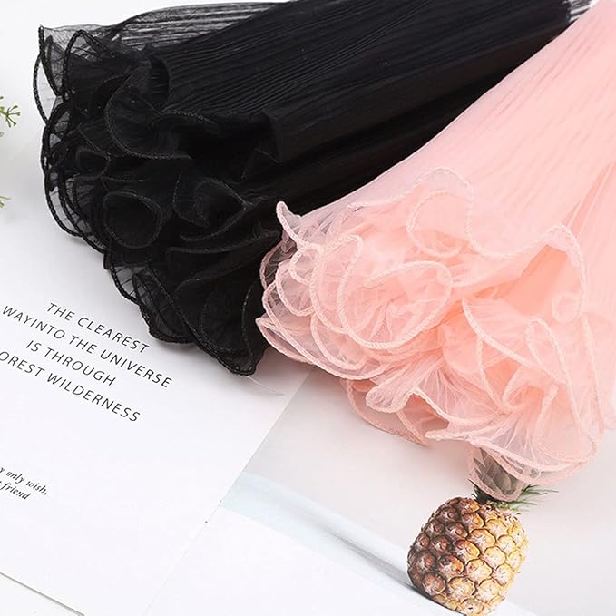 Black Korean Fresh Flower Wrapping Mesh Paper Bouquet Floral Packaging Paper Wrinkled Wavy Net Yarn Valentine's Day Flower Shop Supplies Wedding Birthday Decoration 11 X 162 inches/bag (black)