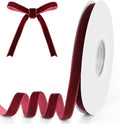 3/8" Wide x 10 Yards Velvet Ribbon, Vintage Single Face Velvet Ribbons for Gift Wrapping, Christmas Wrapping Bows, Wedding Decor, Sewing and More (Burgundy)