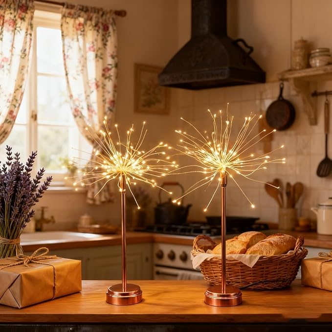 Nest and Flowers Table Lights, Firework LED Decorative Lamp, Christmas Decoration for Party, Romantic Ambient Lighting for Bedroom Living Room, Indoor Decor Gift for Family & Friends(5PCS,White light)