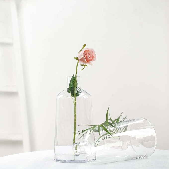 Efavormart 2 Pack 12" Tapered Neck Clear Glass Flower Vase Centerpieces