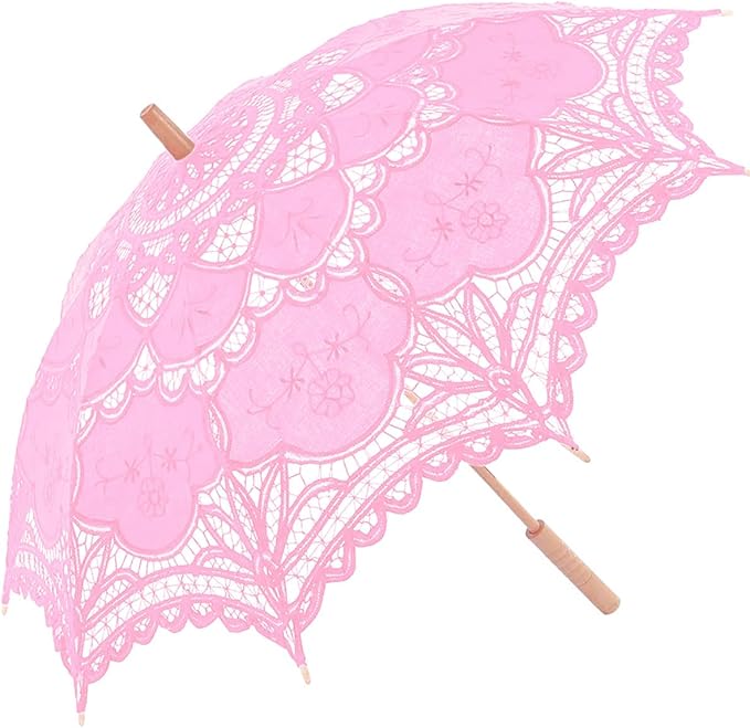 Lace Parasol Umbrella Vintage Wedding Bridal Lace Umbrella for Decoration Photo Tea Party 32 Inch Adult Size