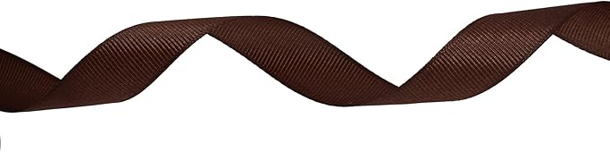 Solid Grosgrain Ribbon 25 Yard Each Roll 100% Polyester Woven Edge (1", Coffee)