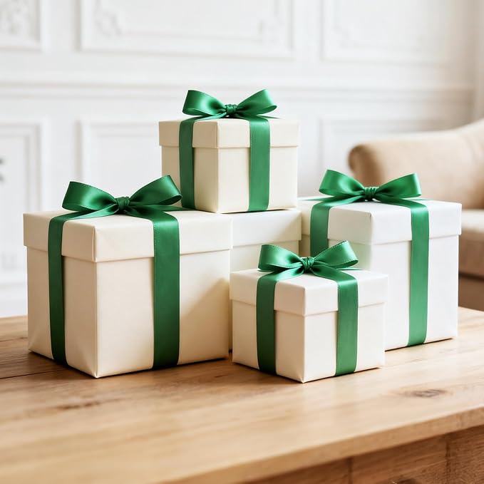 NESCCI 100 Yards Ribbon,1-1/2 Inch Dark Green Satin Ribbon,Single Face Satin Ribbons,Perfect for Gift Wrapping,Wedding Decoration,Handmade Bows,Wrapping Bouquet and More