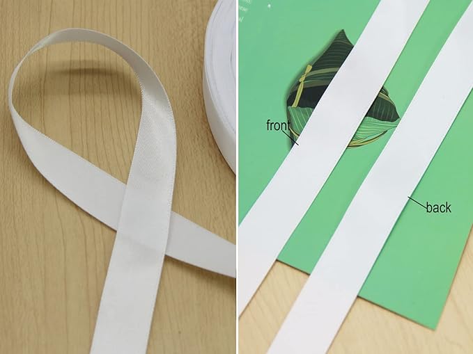 White Double Faced Satin Ribbon 7/8 Inch - 100 Yards Continuous Soft Gift Wrapping Package Ribbon for Invitations, Flower Bouquets, Weddings, Bows, Hair Decoration, Valentine's Day, and Mother's Day