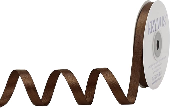 Brown Satin Ribbon, Double Faced 3/8 Inch X 25 Yards Brown Ribbon, Premium Satin Ribbon for Gift Wrapping, Crafts, Hair Bow Making, Sewing, Flower Bouquet, Wedding Party Decor