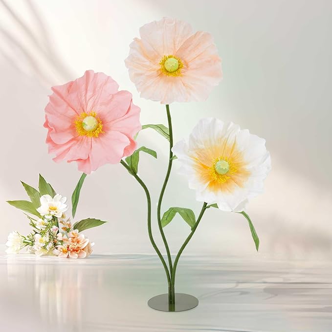 B-COOL Artificial Giant Flowers for Wedding Decoration: 5.58 ft White Champagne Huge Flowers Pink Large Paper Flower Faux Floral for Party Reception Arrangements Background Decor