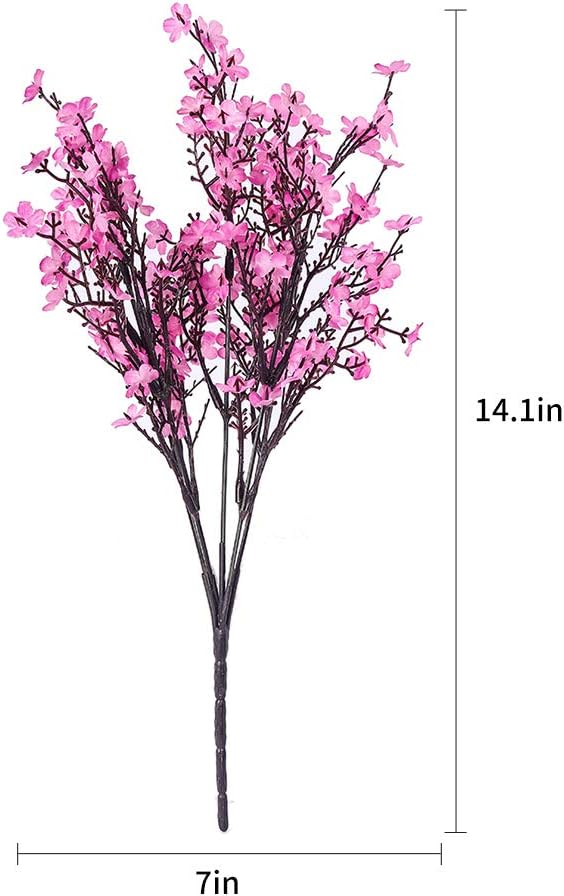 6PCS Artificial Baby Breath Flowers Fake Silk Real Touch DIY Floral Bouquets Decor Wedding Party Decoration Arrangements(Hot Pink)