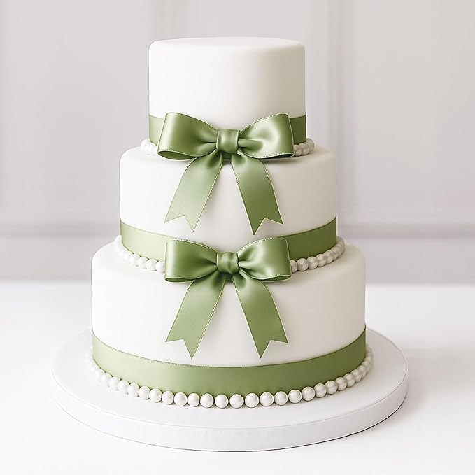 KINGLAKE Sage Green Satin Ribbon – 1 1/2'' x 100 Yards Polyester Sage Ribbon for Gift Wrapping, Light Green Ribbons for Crafts, Wedding Invitations, Baby Shower Decor, Floral Bouquets, Wreath Bows