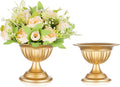 Sziqiqi Gold Metal Urn Vases for Flower - 2 Pcs Vintage Small Vase for Wedding Decorations Mini Flower Arrangements Table Vase Plant Pot for Weddings Party Centerpieces Decoration
