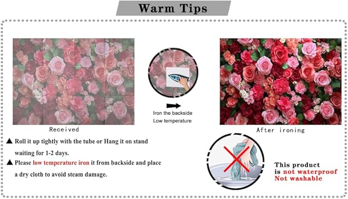 7x5FT Romantic Rose Flower Wall Backdrop Red Pink Floral Background for Wedding Birthday Anniversary Valentine's Day Party Decoration, Photo Booth Banner for Couple Engagement Event Decor 101