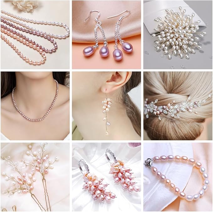 50 Pcs Freshwater Pearl for Jewelry Making AAA 6-7mm No Hole Natural Freshwater Pearls Oval Pearl Beads Loose Gemstone Bead Crafts Gift for Women,DIY Gifts.