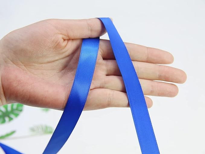 Royal Blue Double Faced Satin Ribbon 5/8 inch Flower Boutique Gift Wrapping Ribbon 15mm 100yards Continuous Fabric Silk Bow Ribbon for Christmas-DIY Crafts Hair Headband-Sewing-Wedding Decoration