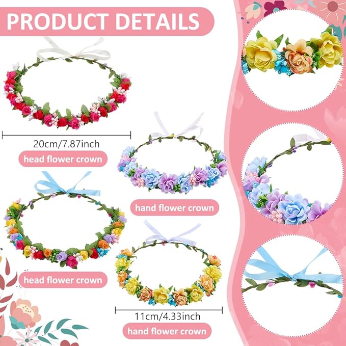 INFUNLY 30 Set DIY Artificial Flower Wreath 6-Color Rose Wedding Crowns Making Kit Berries Branches Hanging Floral Wreath for Front Door Make Your Own Flower Headbands Bracelets Kit for Women Girl