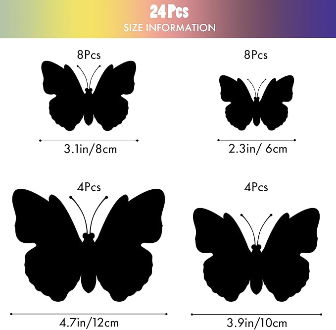 SAOROPEB 3D Butterfly Wall Decor, 24 Pcs Double Layer Butterfly Decorations for Party Decorations Locker Decor Refrigerator Decal, Reusable (White)