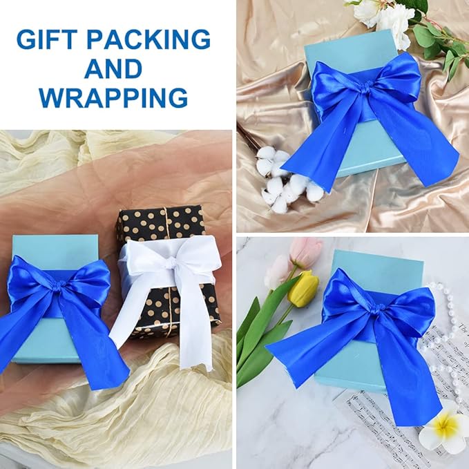 TONIFUL Royal Blue Satin Ribbon 3 Inch X 25yds Solid Silk Ribbons for Gift Wrapping, Craft, Floral Bouquets, Valentine's Day Christmas Gift Wrapping, Party Wedding Decoration