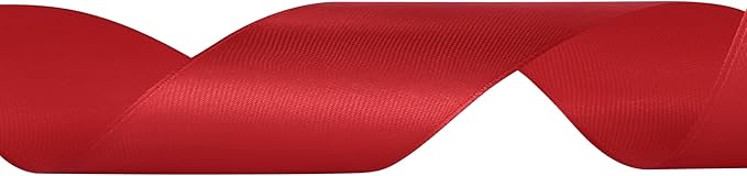 LIUYAXI 1-1/2 Inches 50 Yards Red Satin Ribbon, Solid Fabric Ribbon Roll for Flower Bouquets, Gift Wrapping, Wedding, Handmade Crafts