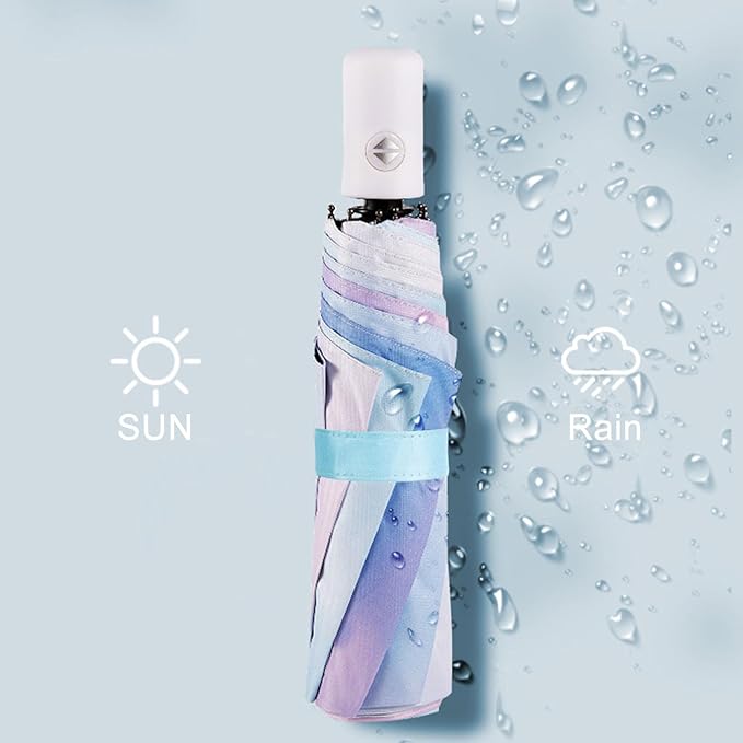 YumSur Compact Travel Umbrella - Windproof, Reinforced Canopy, Tested in 60mph Winds, Strong Reinforced Windproof Umbrella, One Touch Auto Open/Close for Men & Women