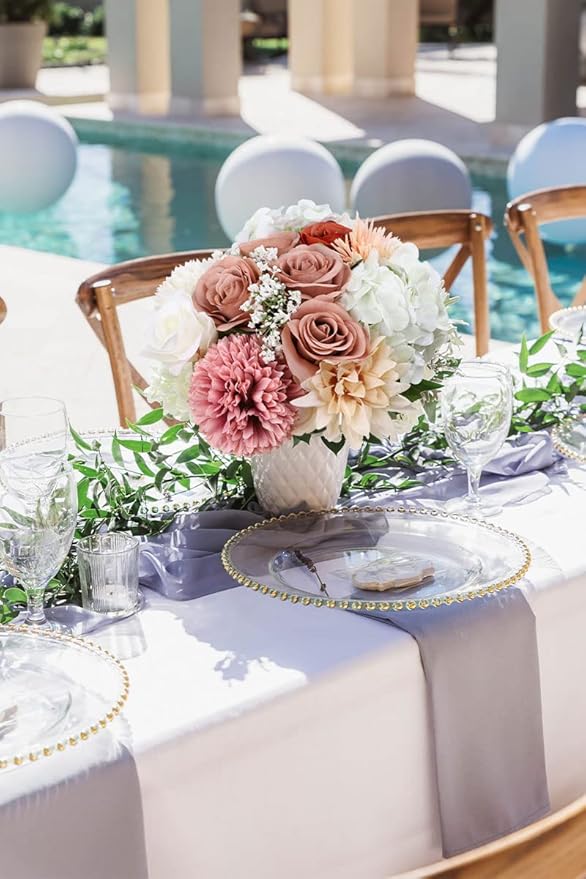 Artificial Rose Flower Artificial Flowers Flower with Long Stem Silk Roses Bouquet for Wedding Bridal Shower Party Home Decoration (Dusty Rose, 50 Pcs)