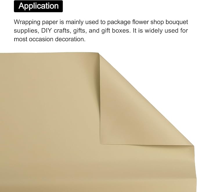 MECCANIXITY Pearlescent Film Flower Wrapping Paper 22.8x22.8 Inch Waterproof for DIY Crafts, Gift/Gift Box Packaging Beige Pack of 20