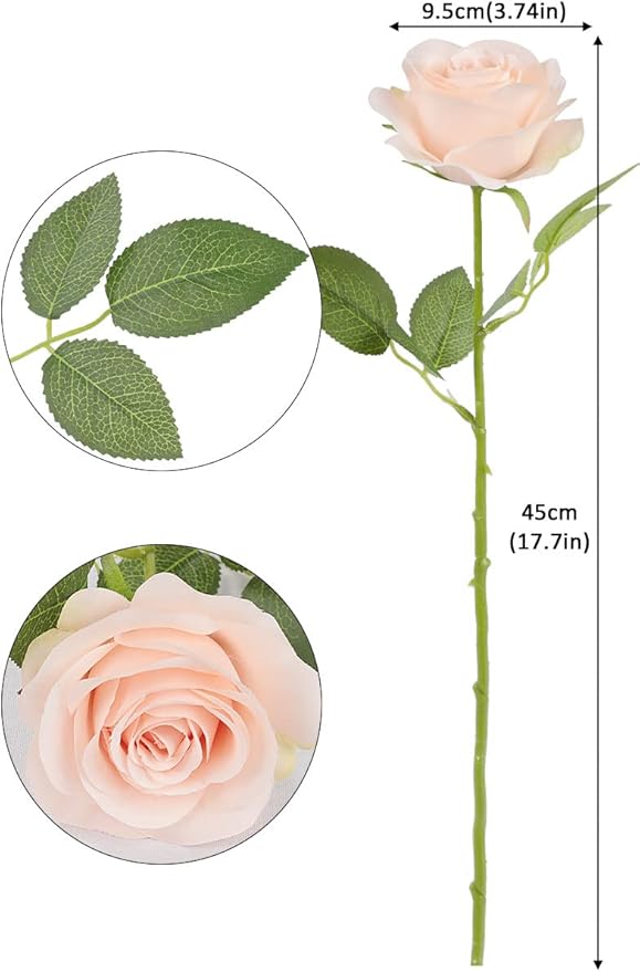 30pcs Roses Artificial Flowers Pink Fake Roses Flowers with Long Stems Silk Flowers for Wedding Bouquet Centerpices Decorations Party Bridal Baby Shower Home Decor