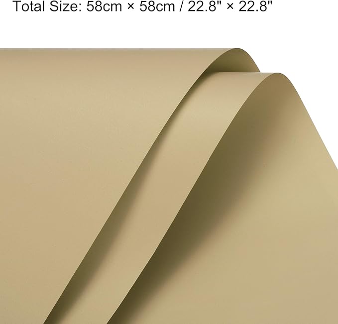 MECCANIXITY Pearlescent Film Flower Wrapping Paper 22.8x22.8 Inch Waterproof for DIY Crafts, Gift/Gift Box Packaging Beige Pack of 10