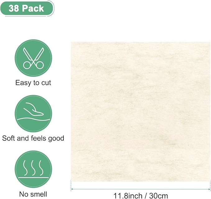 M METERXITY 38-Sheet Korean Cotton Wrapping Flower Paper, 11.8 Inch Waterproof Floral Wrapping Cotton Paper for Bouquets/Gift Packaging [Light Beige]