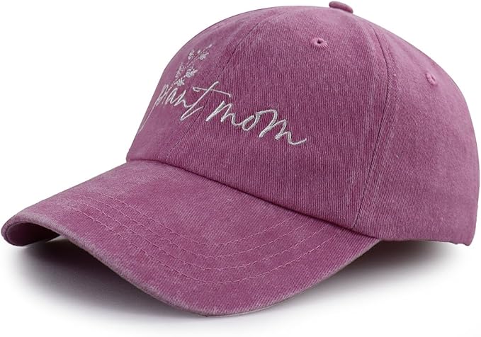 Kahhrepa Plant Mom Hat for Women, Funny Adjustable Cotton Embroidered Gardening Mama Baseball Cap