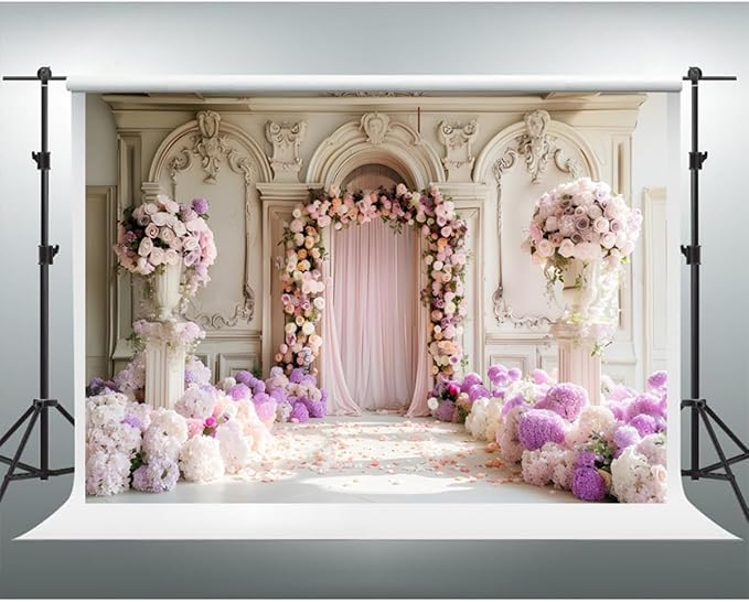 YongFoto Wedding Backdrop 20x10ft Flower Arch Door European Style Photography Background Mr Mrs Marriage Engagement Bridal Shower Wedding Ceremony Reception Party Decor Banner Portrait Photoshoot