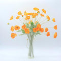 2 Pcs Artificial Fake Flowers Poppies Silk Flower Arrangements Wedding Bouquets Decorations Plastic Floral Table Centerpieces for Home Kitchen Garden Party Decor Approx 23.6" High - Light Orange