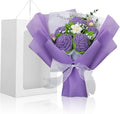 Crochet Flowers Bouquet, Handmade Knitted Rose Bouquet with Gift Bag for Home Deocor, Crocheted Finished Flower for Wedding, Mother's Day, Teachers' Day and Valentine's Day, Purple