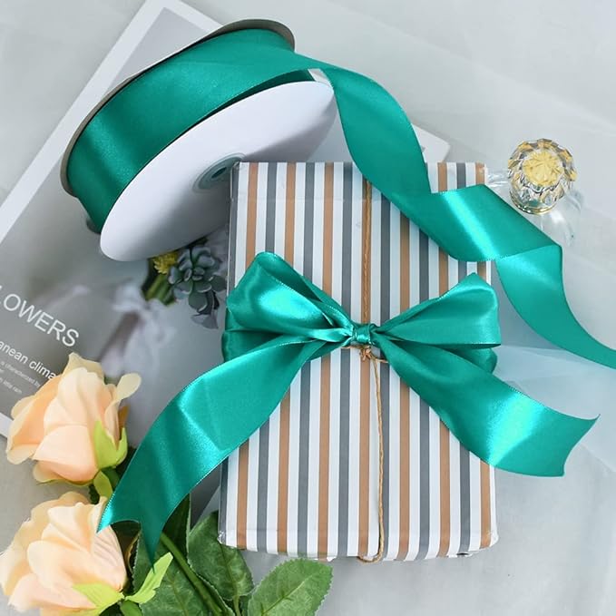 TONIFUL 1-1/2 Inch (40mm) x 100 Yard Deep Sky Blue Wide Satin Ribbon Solid Fabric Ribbon for Gift Wrapping Chair Sash Valentine's Day Wedding Birthday Party Decoration Hair Floral Craft Sewing