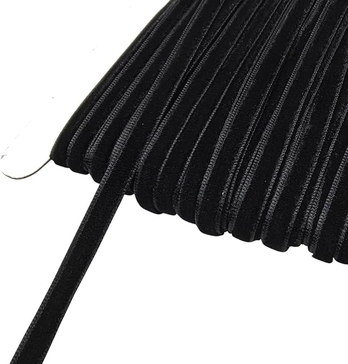 Chenkou Craft Black 25 Yards 1/4" Velvet Ribbon Bulk (Black, 1/4"(6mm))