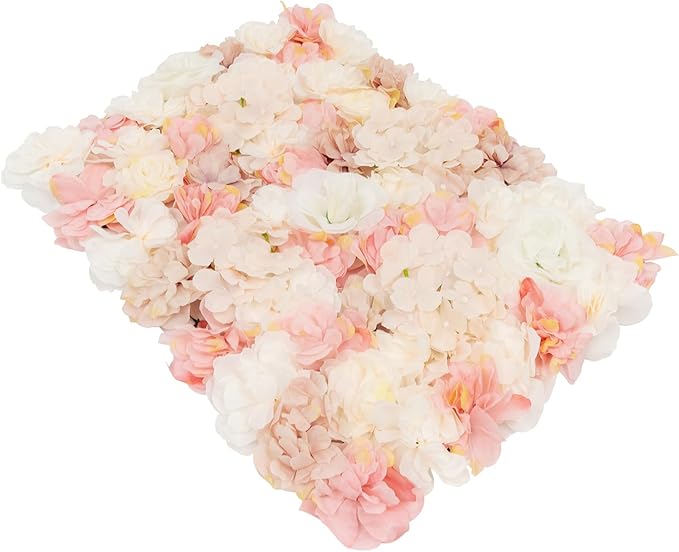 20 PCS Artificial Flower Wall Panel,Each Panel 24" x 16"3D Silk Rose Hydrangea Floral Backdrop,Handmade Eco-Friendly Flower Wall Photo Backdrop Decor (type1)