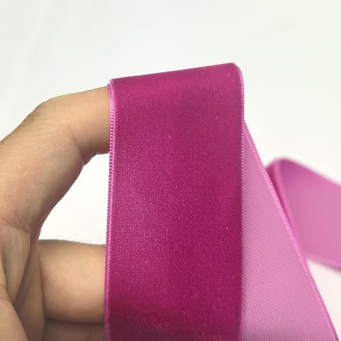 Chenkou Craft Hot Pink 25 Yards/roll 1 1/2" Velvet Ribbon Total 30 Colors Assorted Lots Bulk (Fuschia, 1 1/2"(40mm))