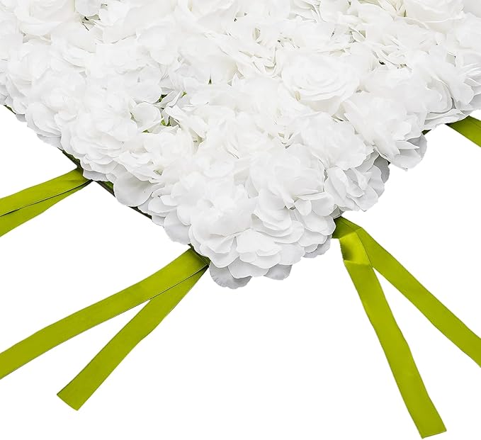 CNCEST Artificial Flower Wall Panels, Flower Wall Mat Silk Rose Flower Panels, Artificial Flower Wall Background (Green+White)