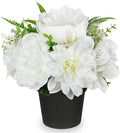 White Artificial Flowers Small Fake Flowers in Vase Peonies Dahlia Tiger Lily Potted Silk Flower Arrangements Faux Plants & Flowers Home Bathroom Kitchen Table Centerpieces Desk Decor