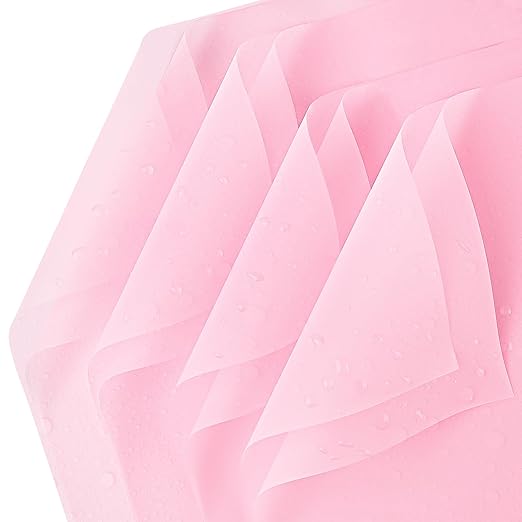 Jutieuo 20 Sheets Pink Flower Wrapping Paper, Waterproof Solid Floral Bouquet Wrapping Paper, Florist Supplies Packaging for Wedding Birthday Gift DIY Craft (22.8 x 22.8 inch)