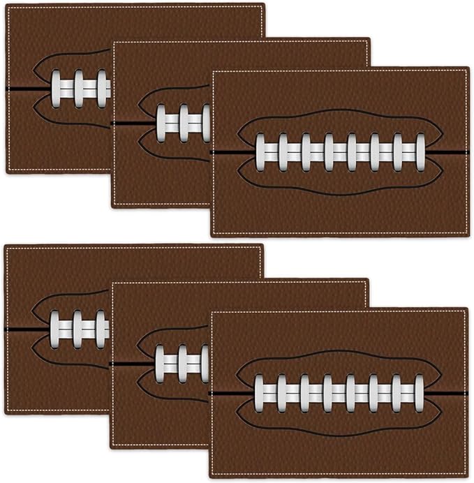 Football Placemats Set of 6 American Sports Double-Sided Table Mats for Home Party Indoor 6 PCS 12x18 Inch