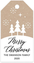 Andaz Press Personalized Christmas Holiday Season Classic Gift Tags, Merry Christmas Custom Family Name and Year, Kraft Brown Minimal Christmas Tree Design, Holiday Events, Parties, Favors, 60-Pack