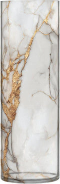 ALAZA White Gilded Marble Pattern Flower Vases for Home Decor Kitchen Bedroom Living Room Bathroom Office Table Decorations