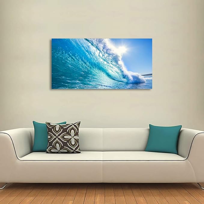 Canvas Prints Wall Art Blue Ocean Wave Surfing Sea Picture Paintings on Canvas Modern Canvas Art For Home Room Office Wall Decorations