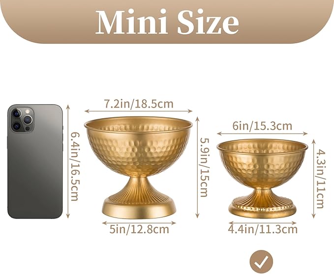 Sziqiqi Gold Urn Vase for Flowers - Wedding Table Decoration Centrepieces Set of 10 Vintage Metal Vases for Artificial Flowers Small Hammered Vase for Birthday Party Christmas Anniversary
